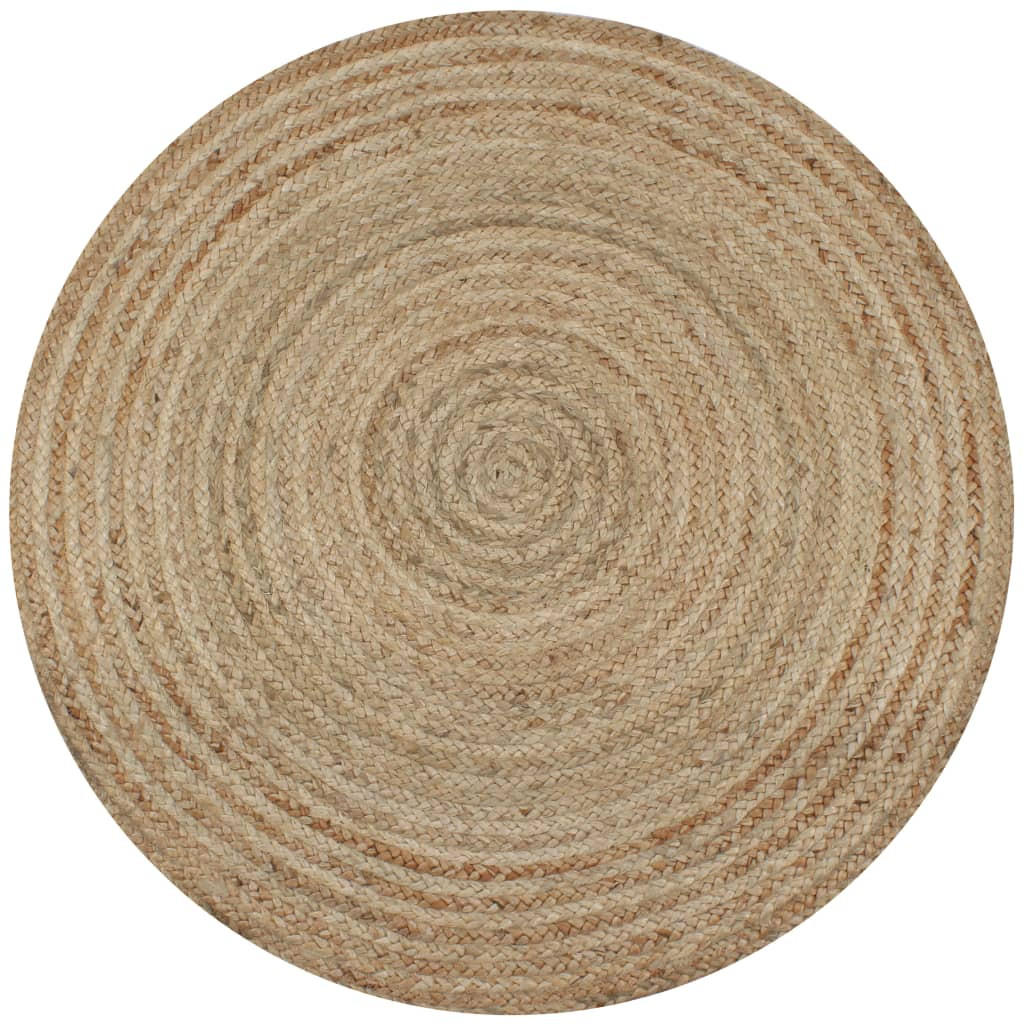 HANDWEBTEPPICH Rund 120 cm aus Geflochtene Jute - Naturfarben, Textil (120/120cm) - vidaXL