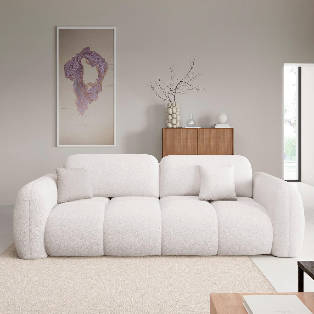 SOFA Livio 3 Sitzplätze Weiß - Weiß, Holz (270/95/121cm) - Petits-meubles
