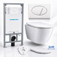 WC-SET ROLO Weiß, Slim-Sitz, Vorwandelement und Betätigungsplatte M70 Weiß - Weiß, Keramik (53/119.5/48.5cm) - bad land
