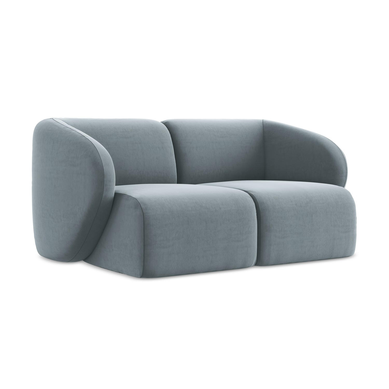 2-SITZER-SOFA Samt Stoff Blau - Schwarz/Hellblau, Holzwerkstoff/Kunststoff (174/75/94cm) - LaMiaSofa