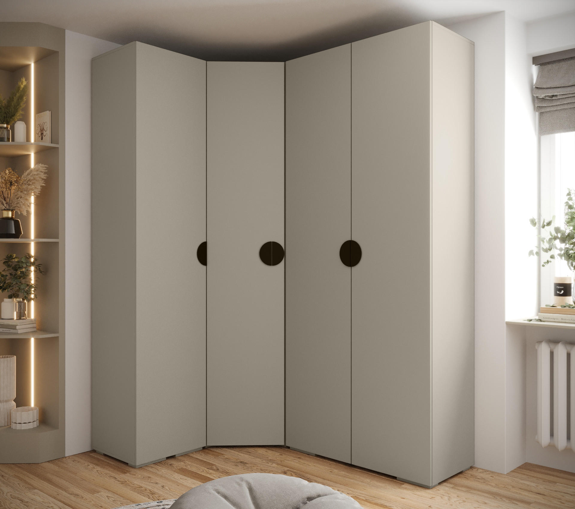 GARDEROBEN-SET 236,7/181,7/47 - Kaschmir/Schwarz, Holz/Kunststoff (181.7/236.7/47cm) - Abiks Möbel