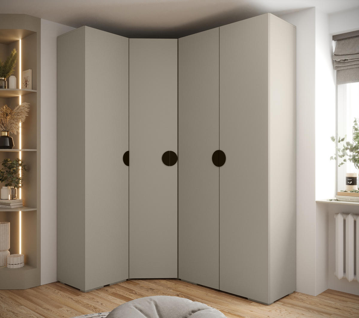 GARDEROBEN-SET 236,7/181,7/47 - Kaschmir/Schwarz, Holz/Kunststoff (181.7/236.7/47cm) - Abiks Möbel