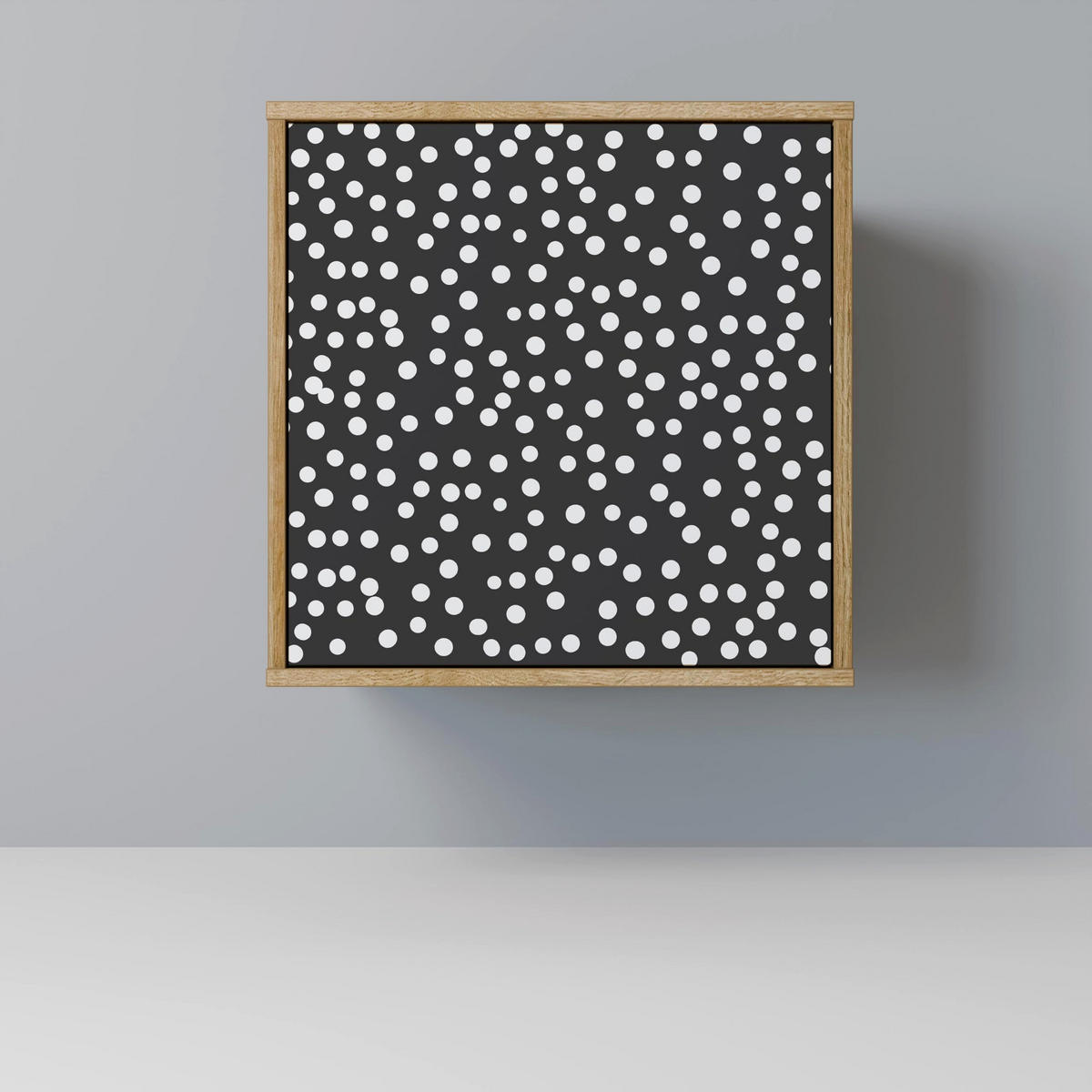 SIDEBOARD BLINDING LIGHTS, Eichefarben, 57,5x42x72,5 cm, Schwarze Metallfüße - Eichefarben/Multicolor, Holzwerkstoff/Metall (57.5/72.5/42cm) - SpaceRebels
