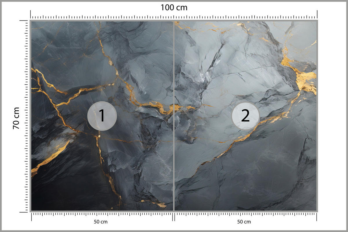 FOTOTAPETE Natürliche Marmorstruktur 100x70 - Goldfarben/Schwarz, Papier (100/70cm) - Muralo