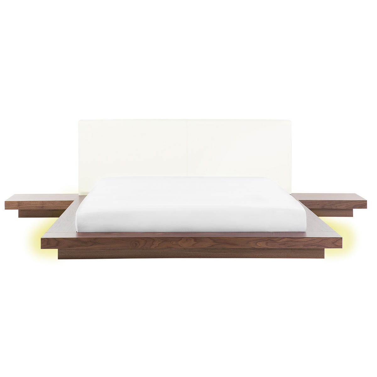 BETT mit LED 160x200 cm Heller Holzfarbton Zen - Hellbraun, Holzwerkstoff (160/200cm) - Beliani