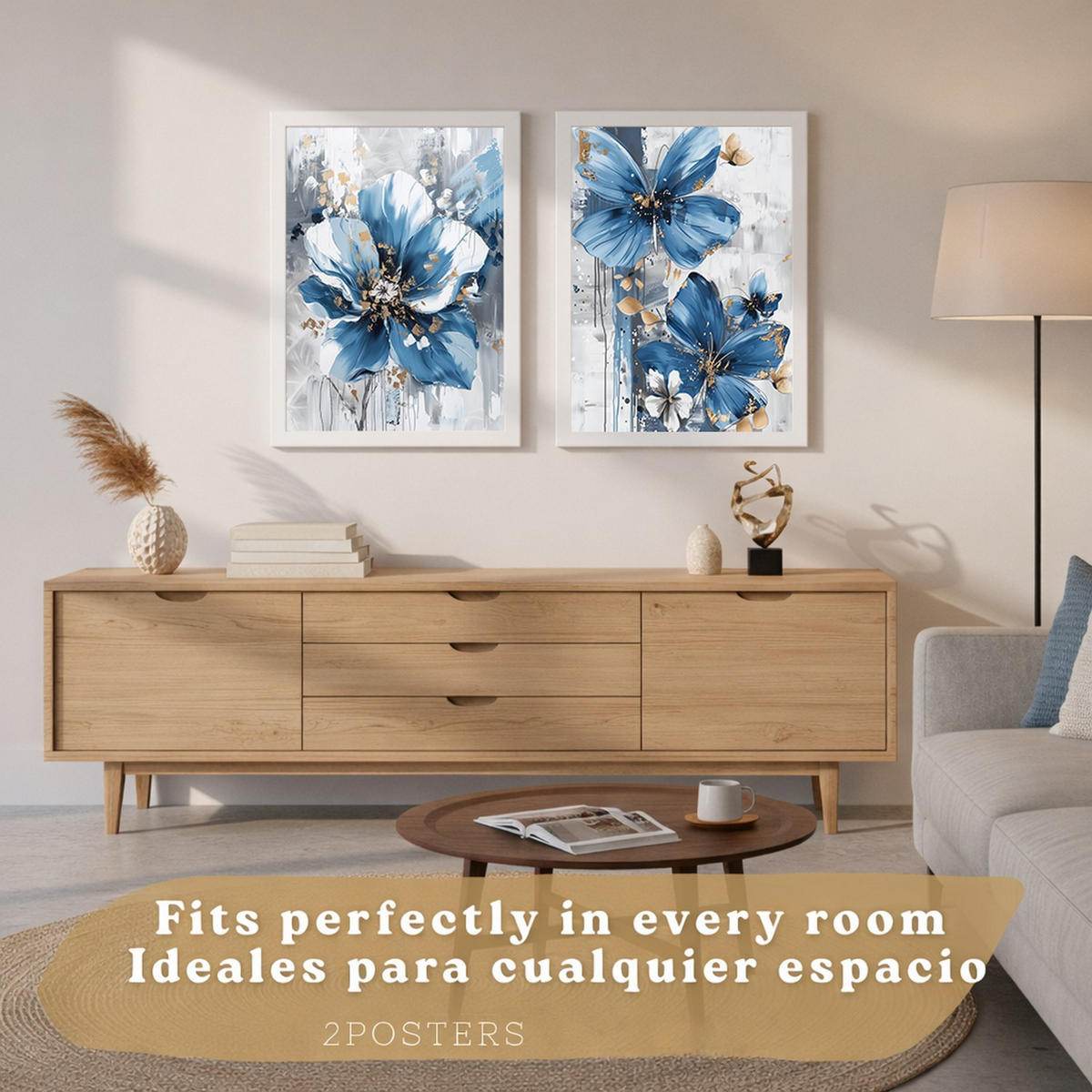 PLAKAT Sada 2 Modrá příroda A3 bez rámu - čirá, papír (29.7/1/42cm) - Nacnic