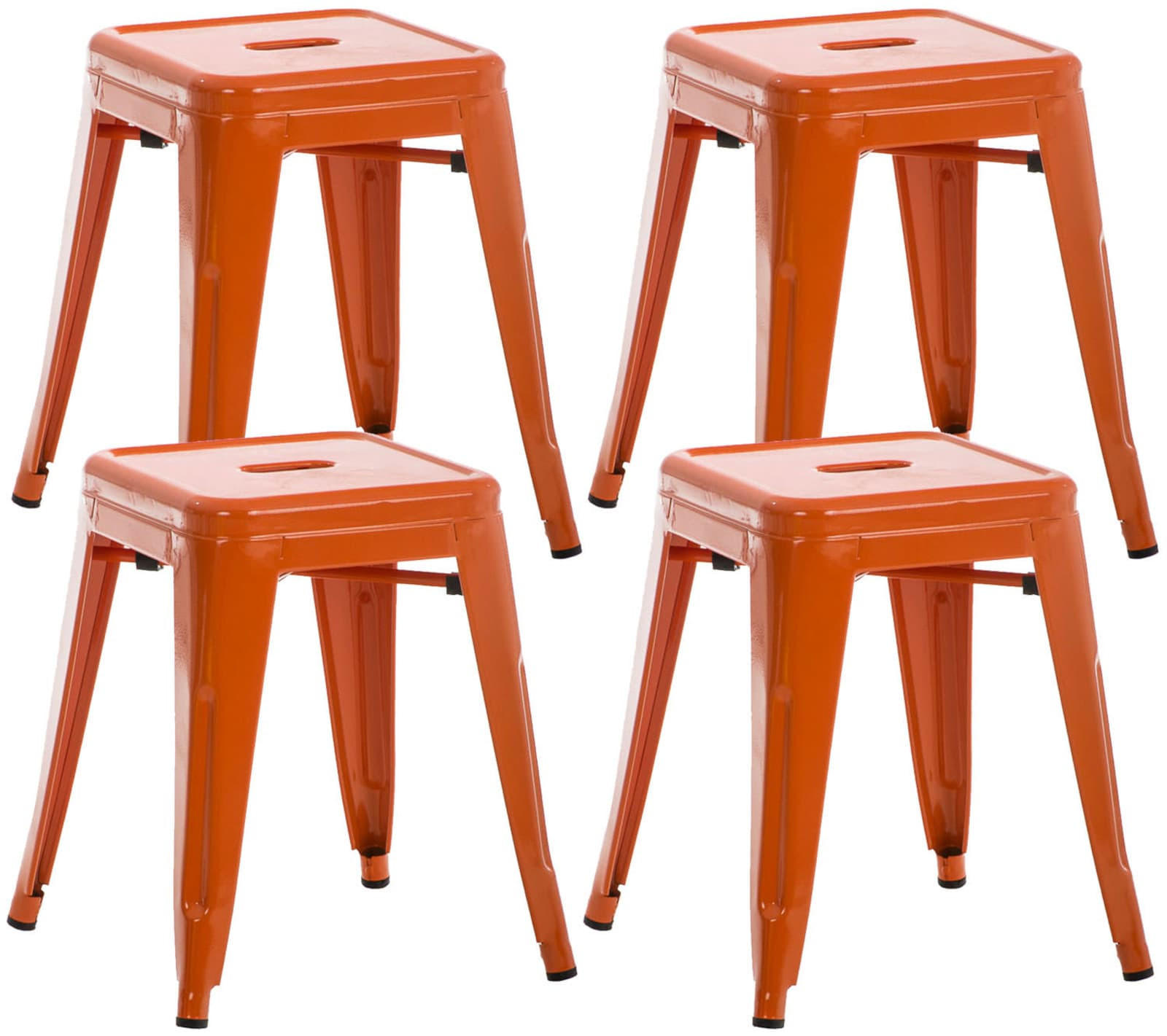 SITZHOCKER 4er Set Arvida orange - Orange, Metall (40/46/40cm) - TPFLiving
