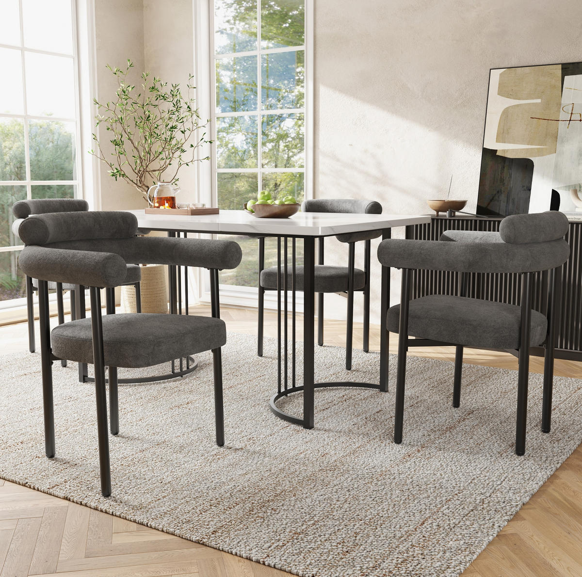 SESSEL ergonomisch ca. 70 x 62 x 84 cm Dunkelgrau Eisen 4er-Set - Dunkelgrau, Metall (62/84/70.2cm) - Meubliv