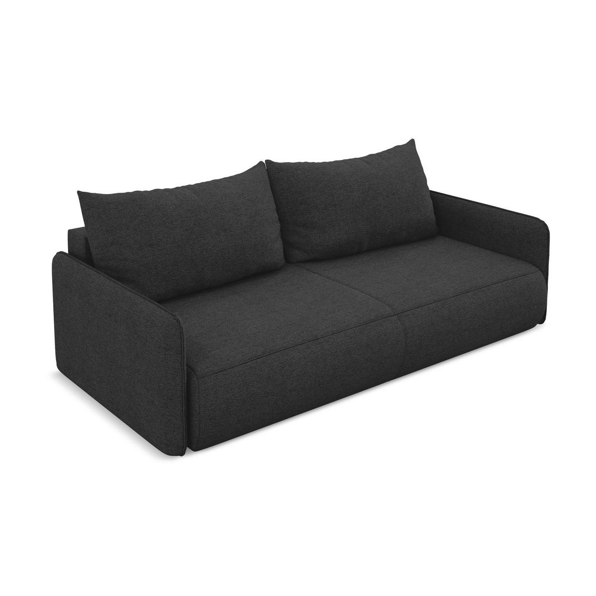 3-SITZER SOFA mit Schlaffunktion Chenille Stoff Schwarz - Anthrazit/Schwarz, Kunststoff/Textil (216/86/105cm) - LaMiaSofa