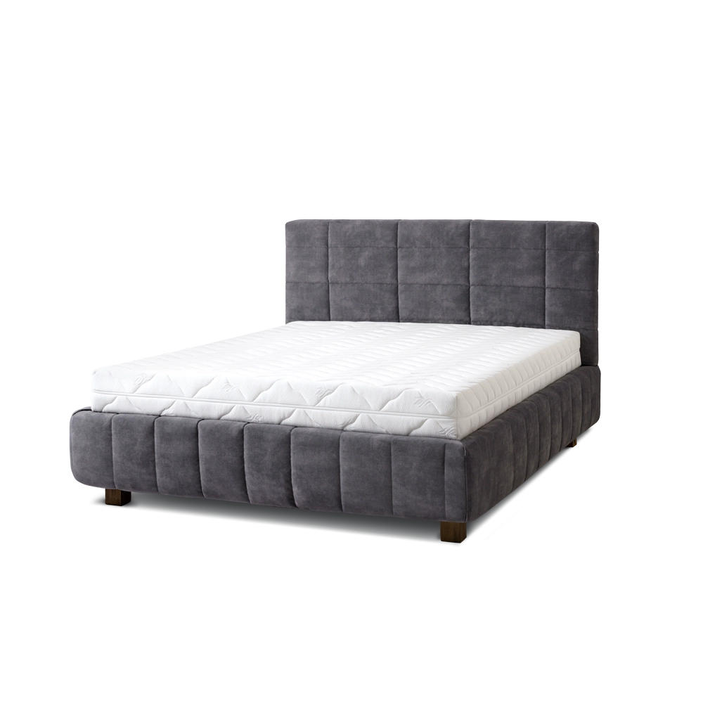 POLSTERBETT Reta 180x200 in Plüsch Ash Warm Gray - Blaugrau, Holz - Letti Moderni