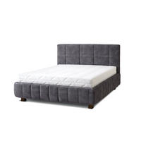 POLSTERBETT Reta 180x200 in Plüsch Ash Warm Gray - Blaugrau, Holz - Letti Moderni