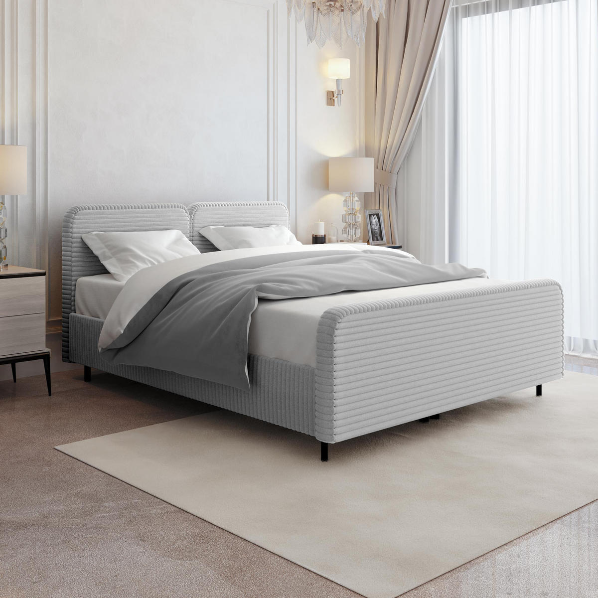 POLSTERBETT Lea mit Matratze und Topper, 180x200, Hellgrau - Hellgrau, Textil (180/200cm) - Beautysofa