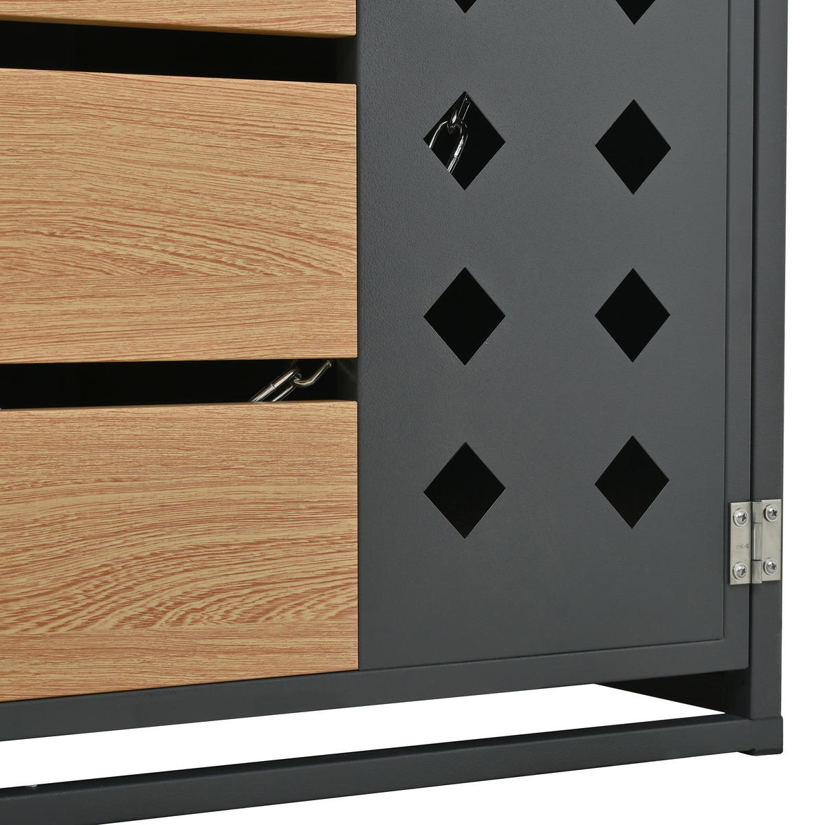 MÜLLTONNENBOX aus verzinktem Stahlblech in Grau/Holzoptik mit Pflanzgefäß 132x80x124,5 cm - Grau, Metall (132/124.5/80cm) - Modfu