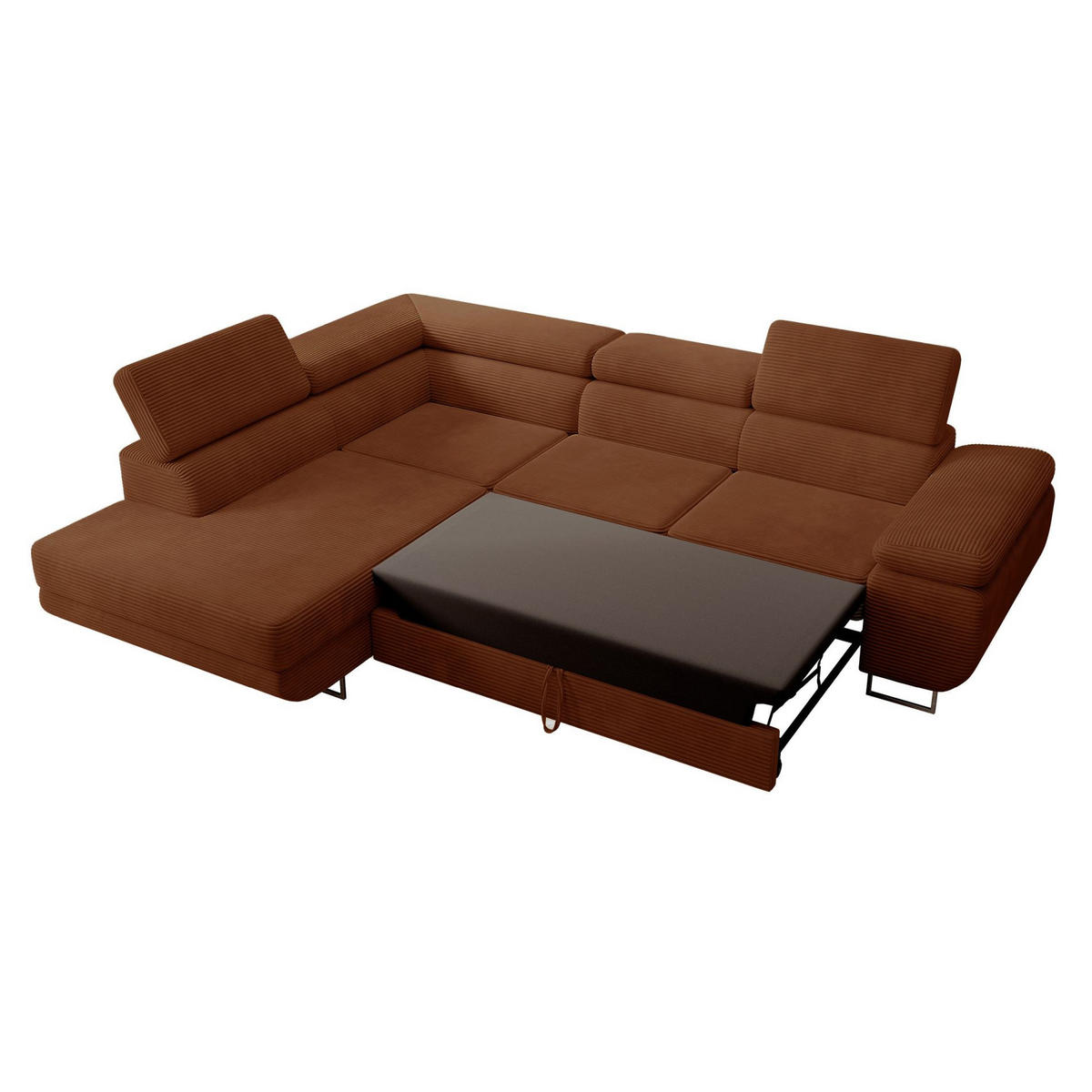 ECKSOFA Stevil Kupferbraun Cordbezug - Silberfarben/Kupferfarben, Textil/Metall (275/203cm) - Selsey