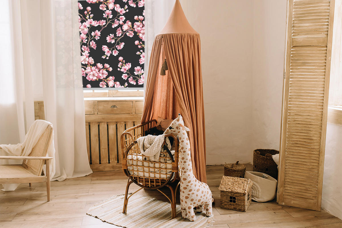 VNÚTORNÁ roleta - okenná roleta - roleta - 110x140 cm - Kvety zo stromu - pink, plast (110/140/0.5cm) - TULUP