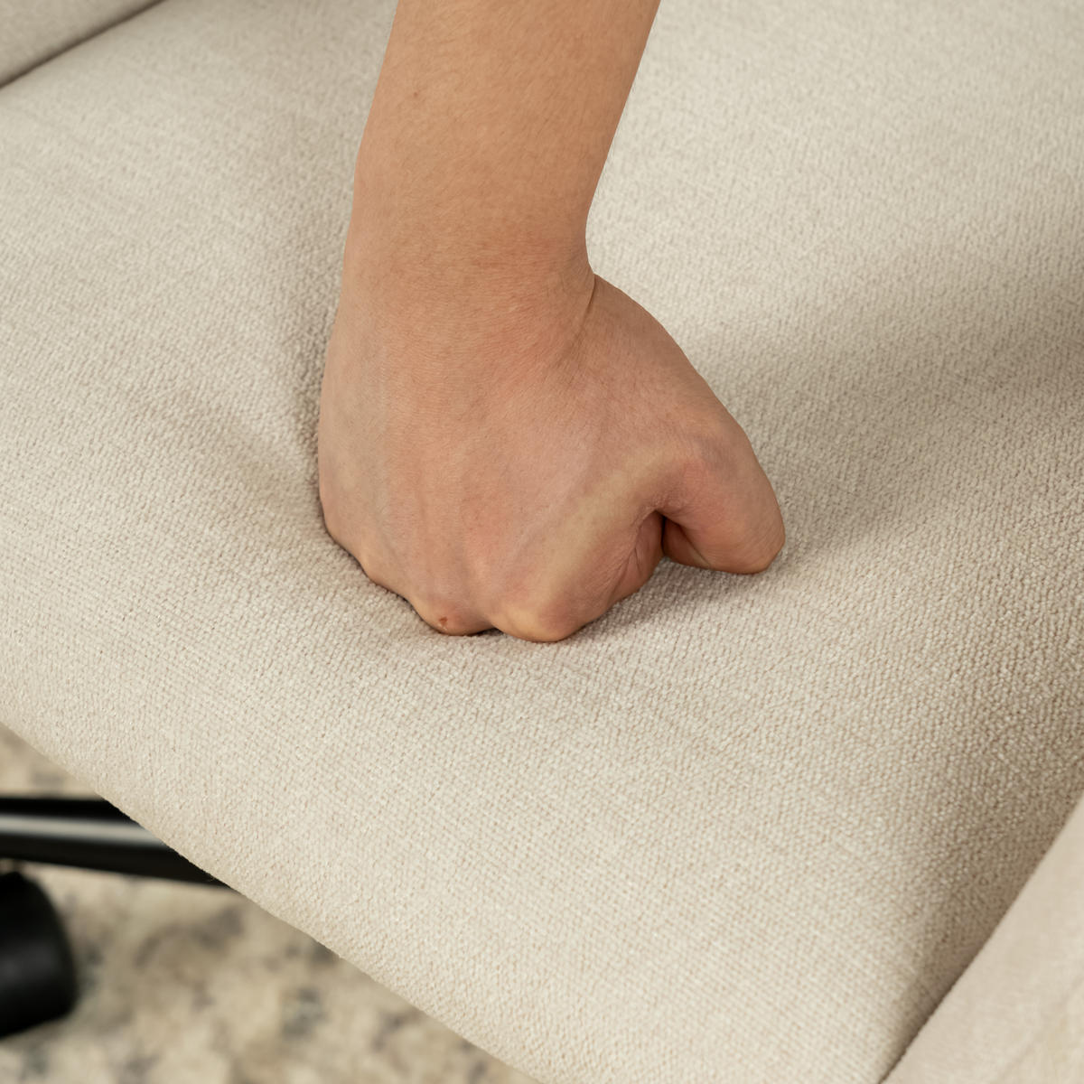 DREHSTUHL Chenille beige - Chromfarben/Beige, Textil/Metall (54/85/56cm) - Urban Meuble