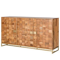 SIDEBOARD - Akazie massiv / Eisen - Goldfarben/Akaziefarben, Holz (160/85/40cm) - home24