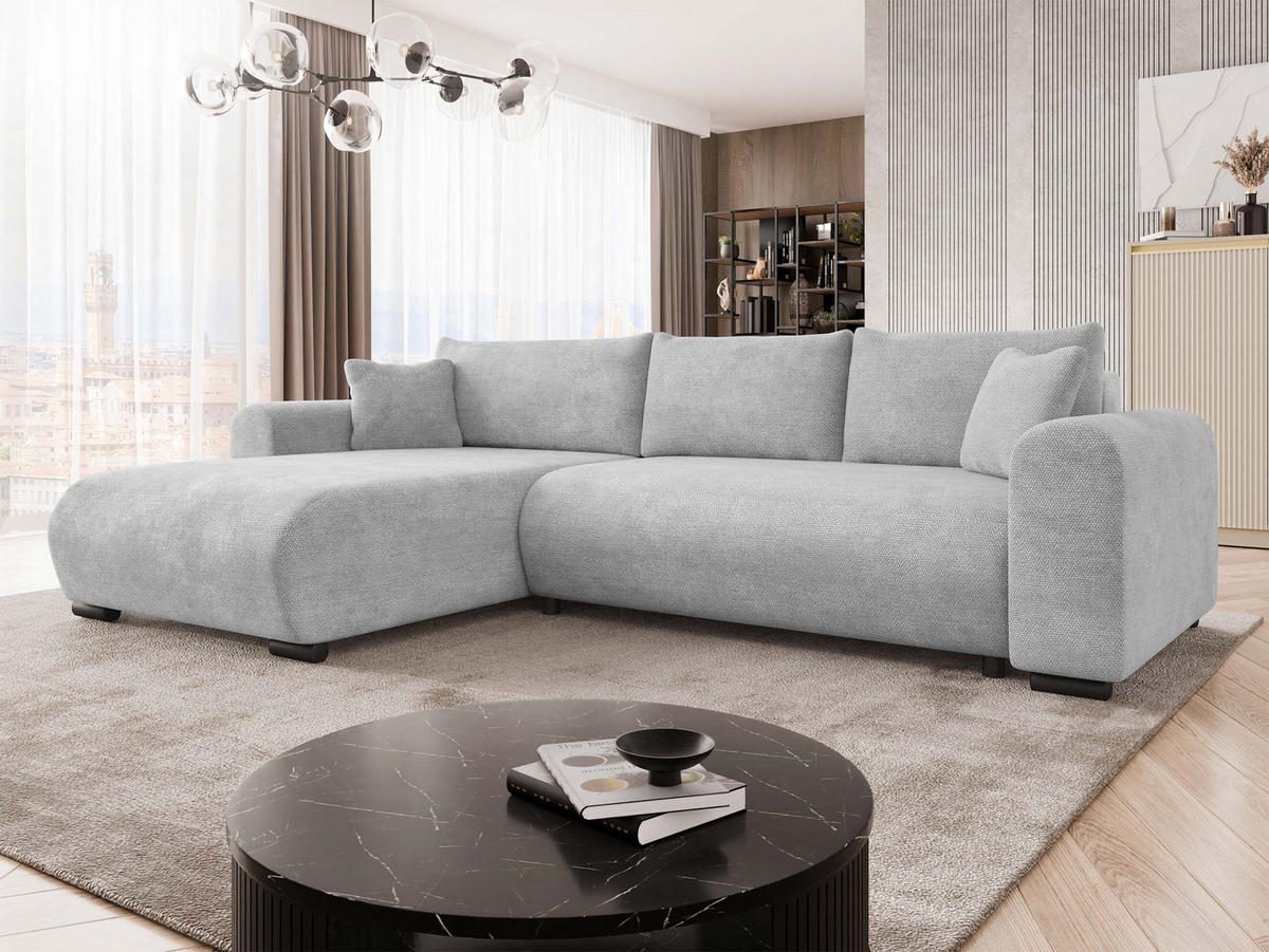 ECKSOFA Merkos - Hellgrau/Schwarz, Holz/Textil (285/188cm) - MIRJAN24