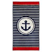 STRANDTUCH Frottee Samt Jacquard Blau 100x175 470g/m² - Lissabon - Blau, Textil (95/175cm) - LE COMPTOIR DE LA PLAGE