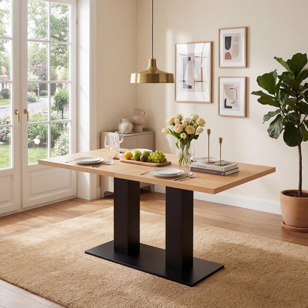 ESSTISCH, 6-8 Personen, Ausziehbar, Naturholz, 140/180x70cm - Naturfarben, Holzwerkstoff (180/70/75cm) - FLIEKS