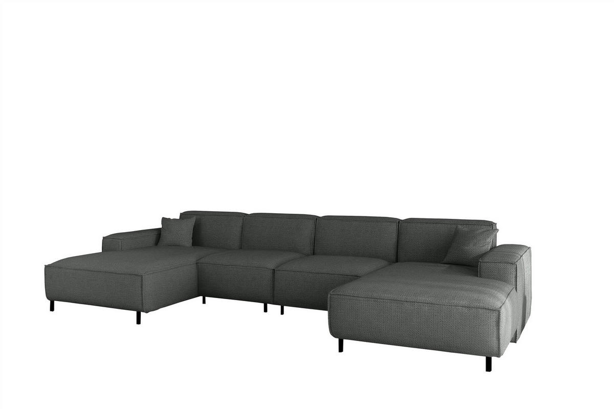 WOHNLANDSCHAFT Gloria In Artico - Anthrazit, Holzwerkstoff/Textil (378/73/165cm) - Fun Möbel