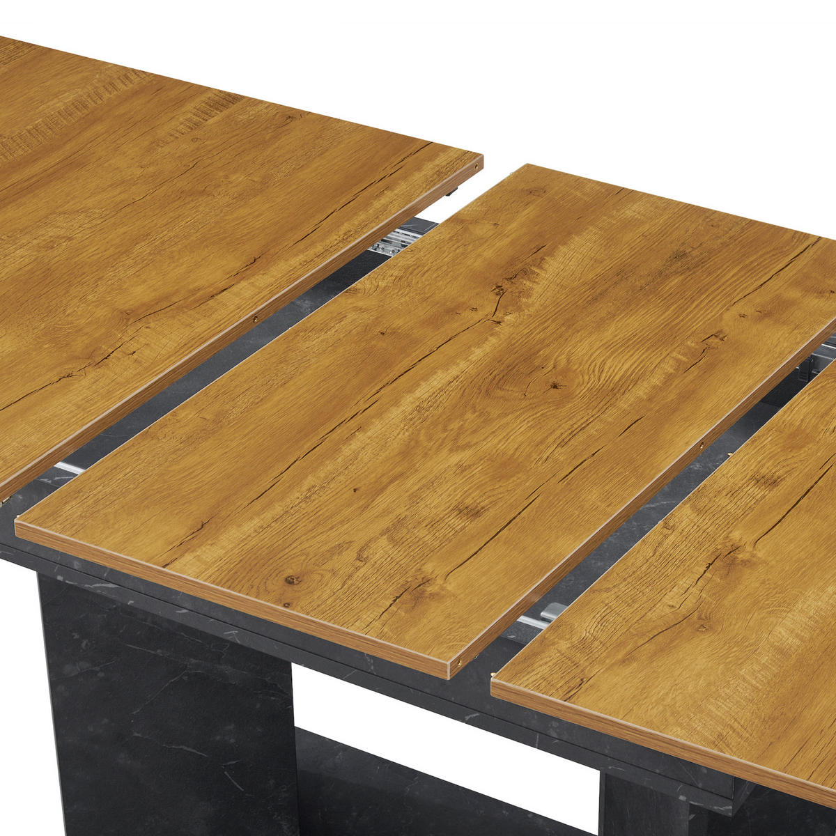 ESSTISCH VIVIAN 120-160/80/76 cm - Wildeiche/Anthrazit, Holzwerkstoff (80/120/76cm) - B&D Home