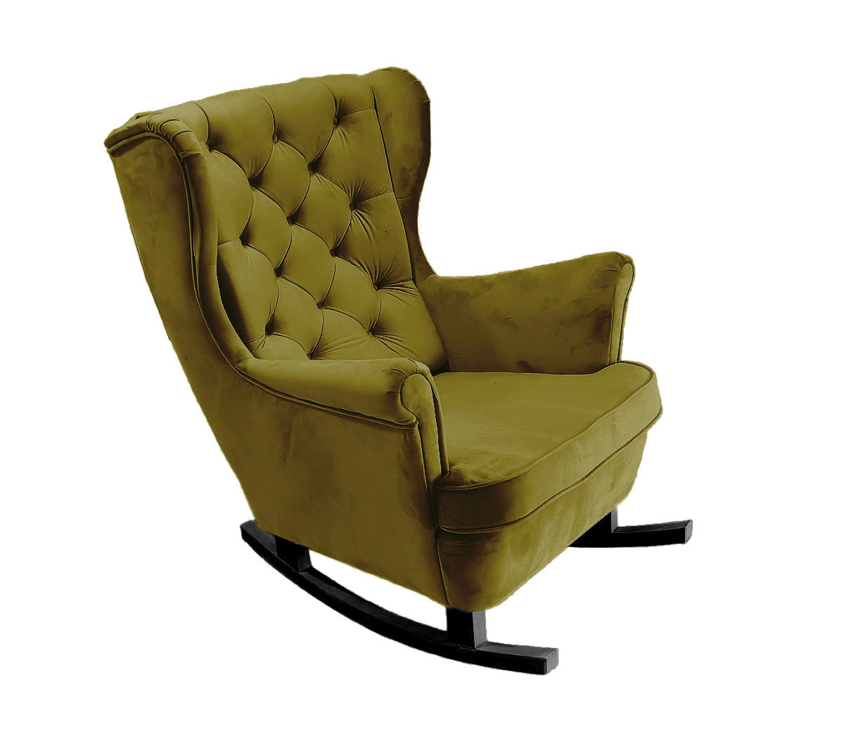 SCHAUKELSESSEL mit gepolstertem Sitz und Armlehnen, 102x81x95 cm, Grün_29846 - Schwarz/Pinienfarben, Holz/Textil (81/102/95cm) - DomoHome