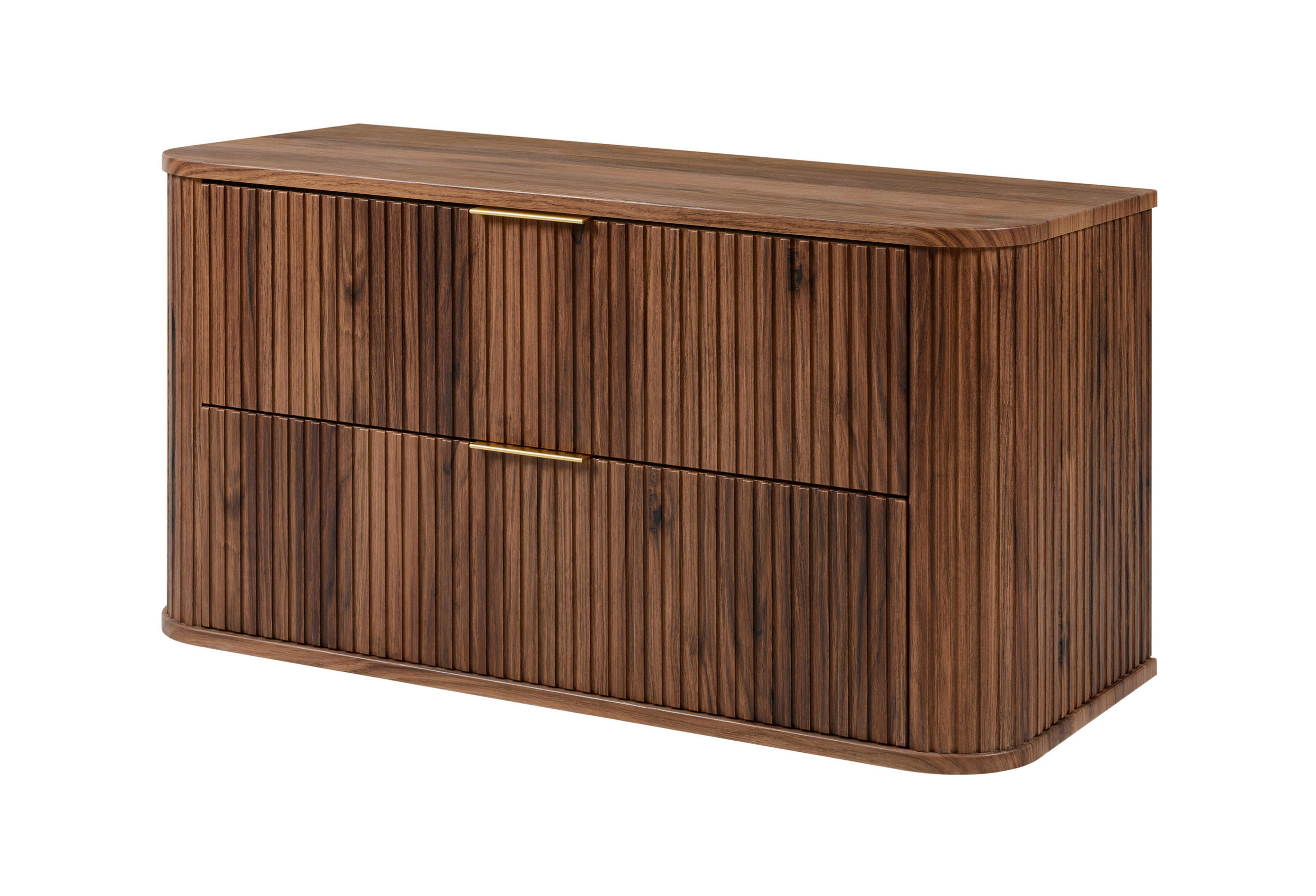 BADEZIMMERSCHRANK, Eiche-Nussbaum, Goldene Griffe, 100 x 51,7 x 41,5 cm - Dunkelbraun/Goldfarben, Holzwerkstoff/Kunststoff (100/51.7/41.5cm) - 3XE LIVING