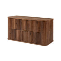 BADEZIMMERSCHRANK, Eiche-Nussbaum, Goldene Griffe, 100 x 51,7 x 41,5 cm - Dunkelbraun/Goldfarben, Holzwerkstoff/Kunststoff (100/51.7/41.5cm) - 3XE LIVING