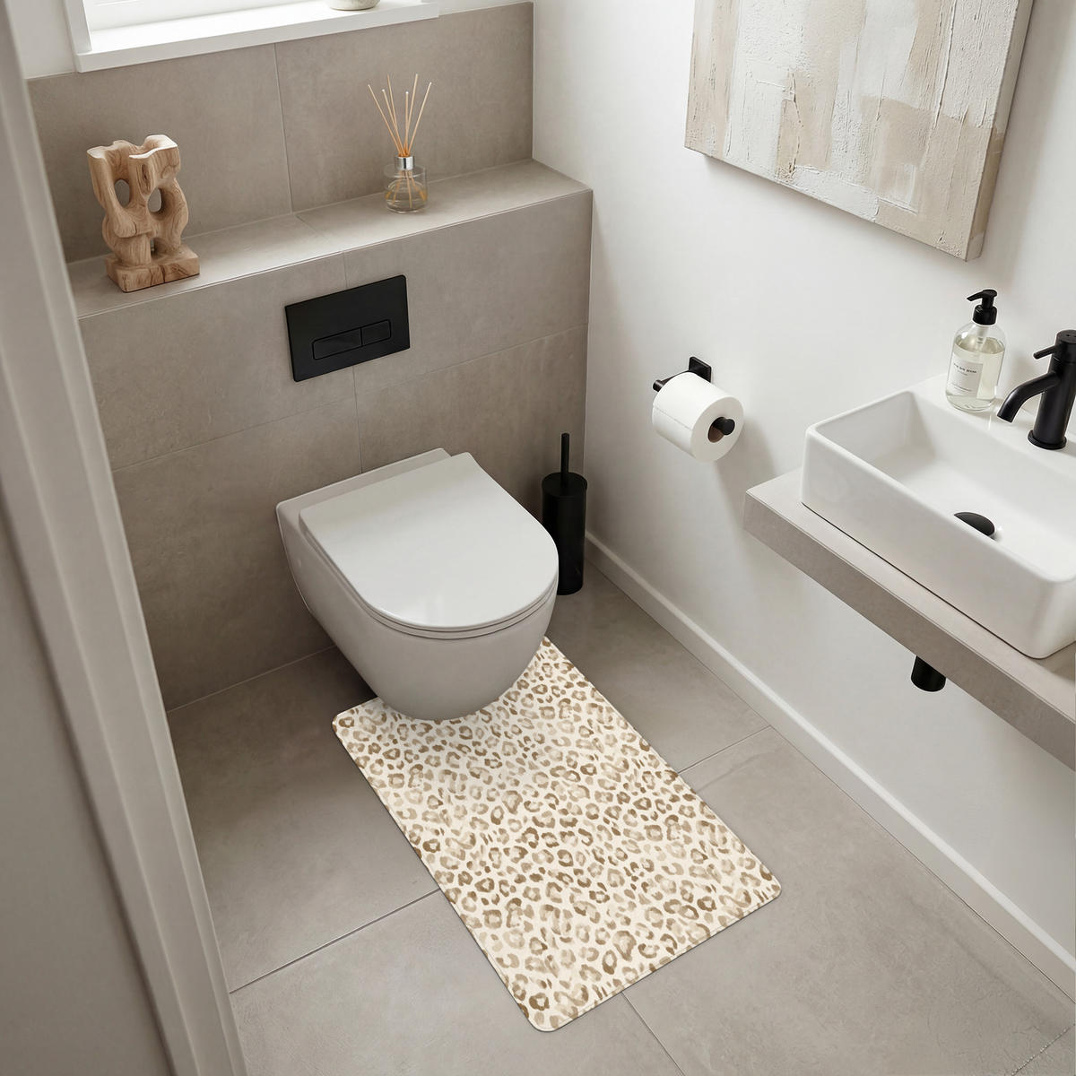 WC PŘEDLOŽKA Leopard - Classic - Béžová 50x80 cm - světle hnědá, textil/plast (50/1cm) - OnlyWow