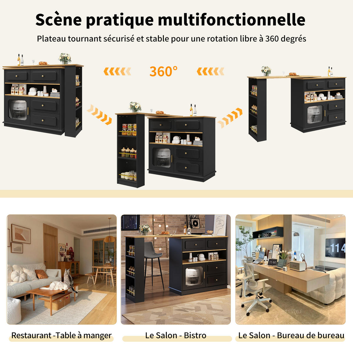 BARTISCH ausziehbarer mit Stauraum Schwarz - Schwarz, Holzwerkstoff/Metall (39/104.5/181cm) - Urban Meuble