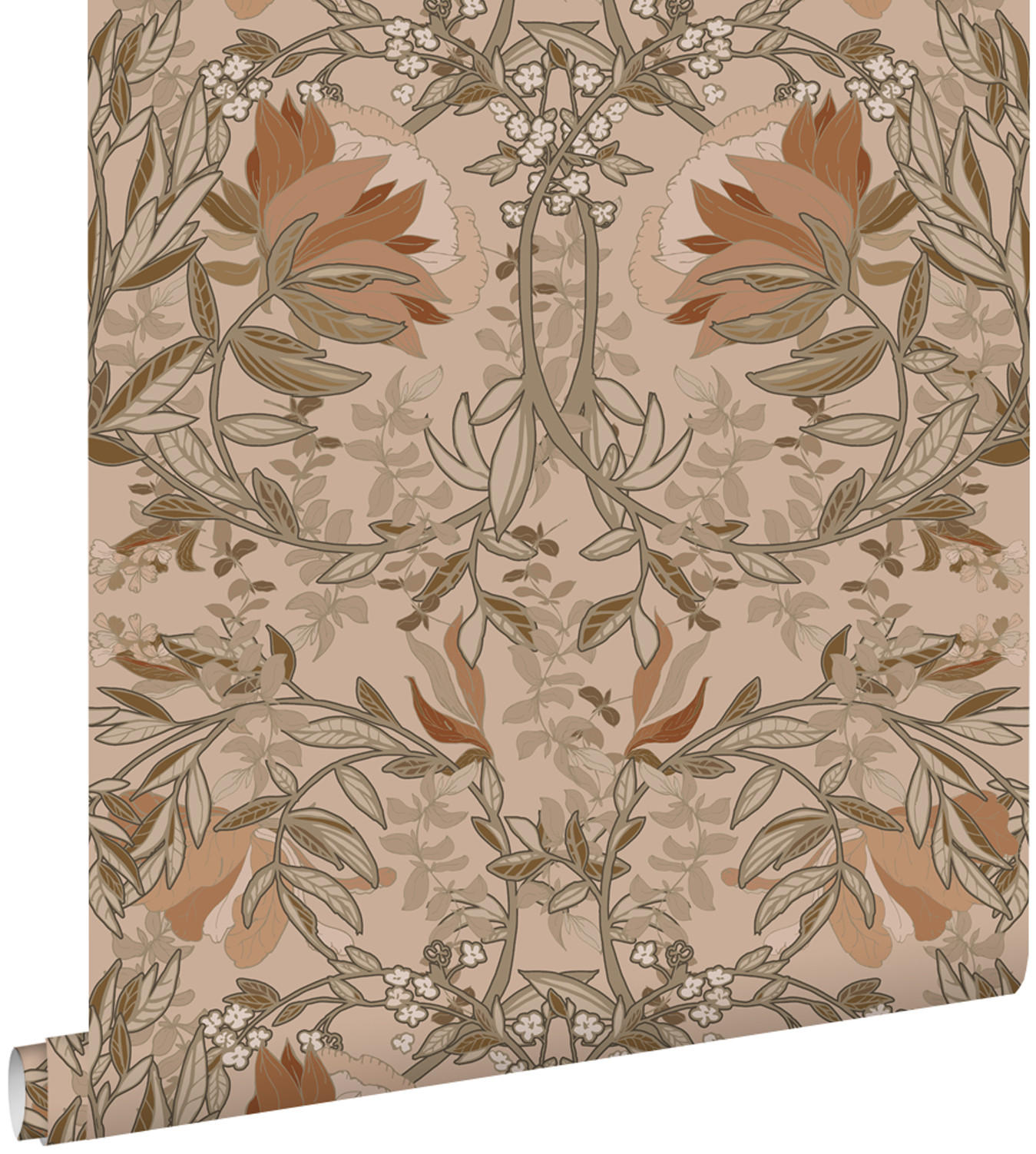 TAPETE Blumenmuster im Jugendstil 53 cm x 10.05 m - Terracotta, Papier (53/1000cm) - ESTAhome