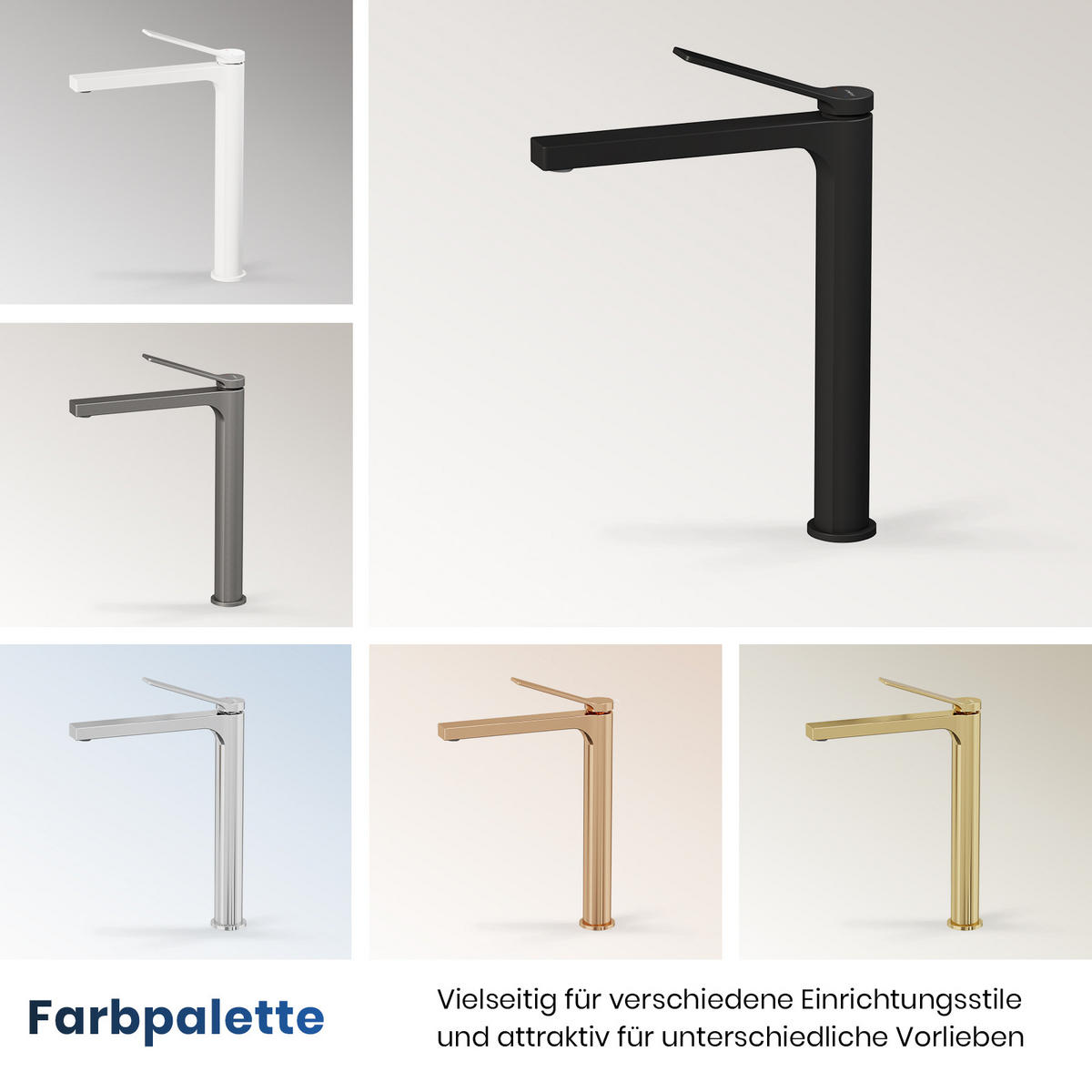 WASCHTISCHARMATUR mit Zertifiziertem Filterelement Schwarz Matt Hoher Stil - Schwarz, Metall (23.3/4.6/33.5cm) - EMKE