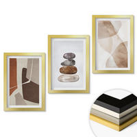 WANDBILDER 3er Set - 20x30 cm Goldrahmen - Moderne abstrakte Malerei - Goldfarben, Kunststoff (20/30cm) - ArtPrintCave
