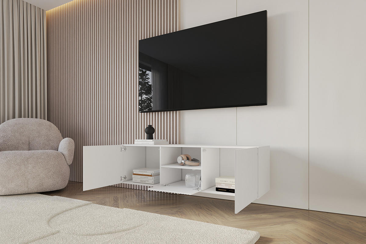 LOWBOARD NOA-2-W 140x40x41 cm - Weiß - Weiß, Holzwerkstoff (140/40/41cm) - ALTDECOR