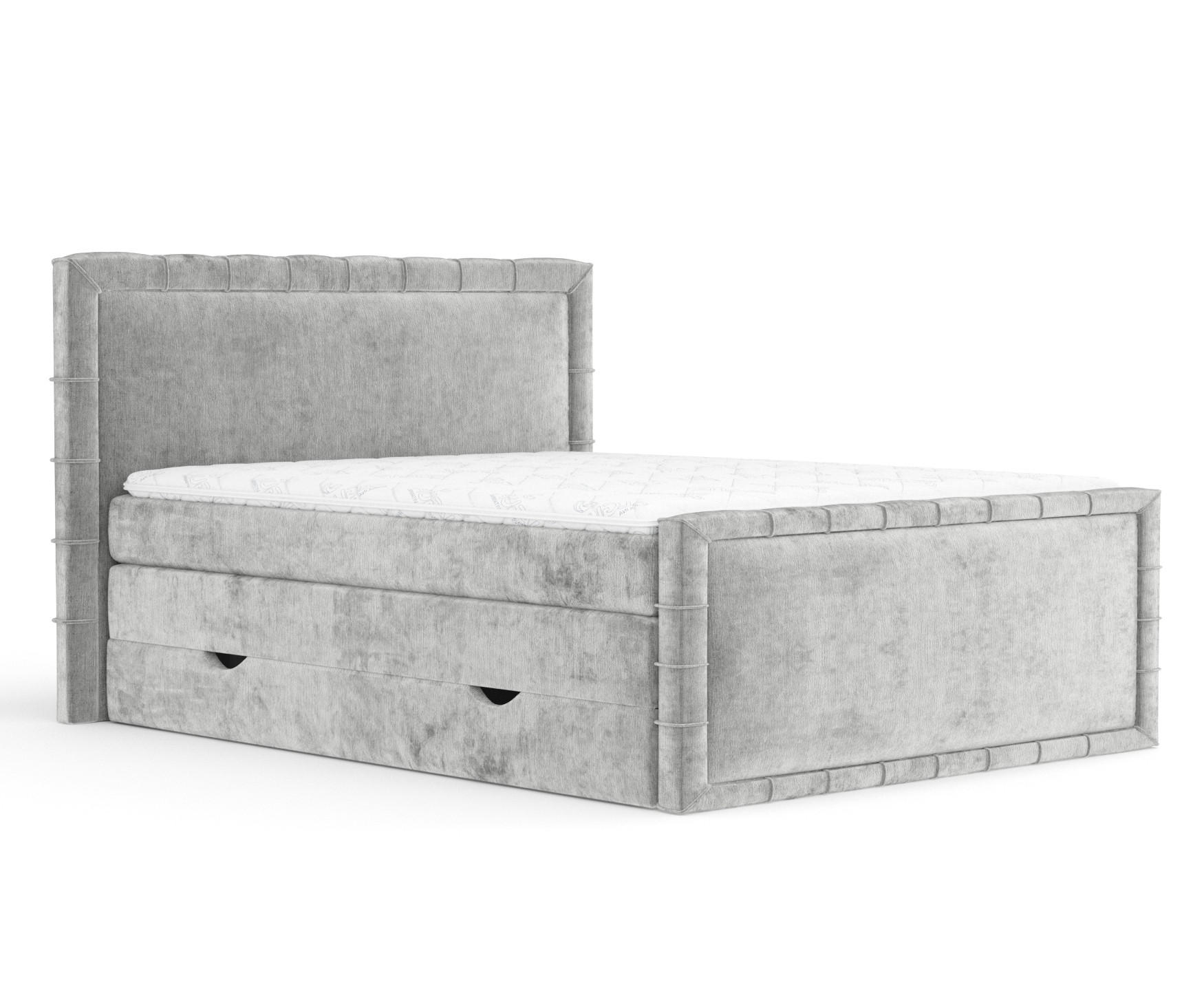 BOXBETT Estelle Hellgrau 180/200 cm im Chenille-Stoff - Hellgrau/Schwarz, Holz/Holzwerkstoff (180/200cm) - Maison de Reve