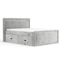 BOXBETT Estelle Hellgrau 180/200 cm im Chenille-Stoff - Hellgrau/Schwarz, Holz/Holzwerkstoff (180/200cm) - Maison de Reve