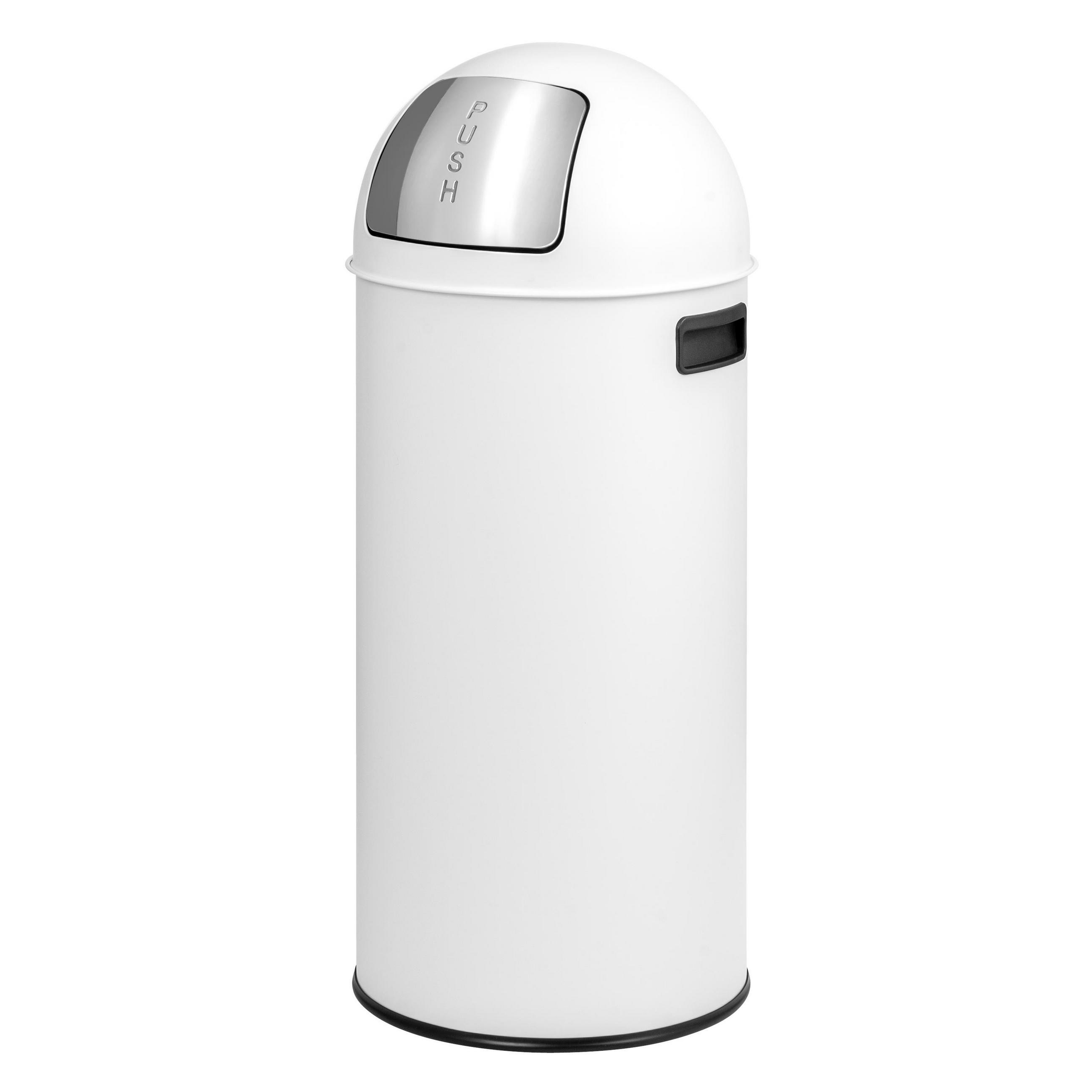 ABFALLEIMER Push-Deckel 25 L, weiß - Weiß, Metall (26.5/60.5/26.5cm) - eluno