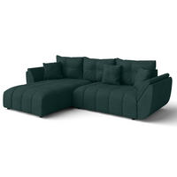 ECKSOFA L Form Verciani Grün 266/190/91 cm mit Schlaffunktion - Schwarz/Grün, Kunststoff/Textil (266/190cm) - AX Living
