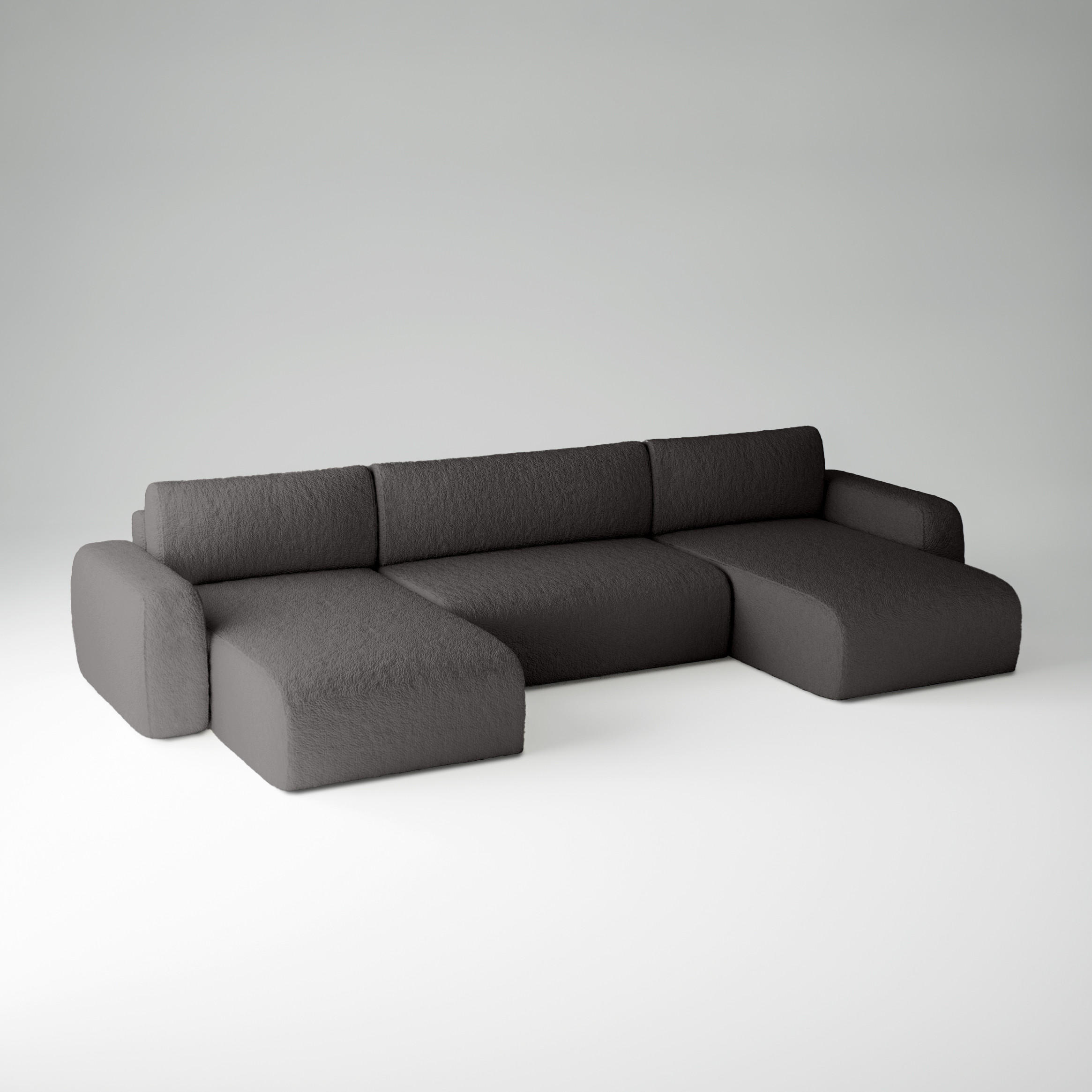 WOHNLANDSCHAFT Eckcouch Grau Varde U - Grau, Textil (185/70/398cm) - Fedve