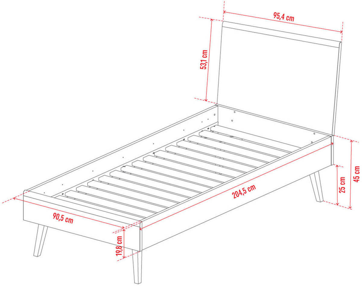 BETT NATURE - Eichefarben, Holzwerkstoff (212/95/98cm) - Vox Möbel