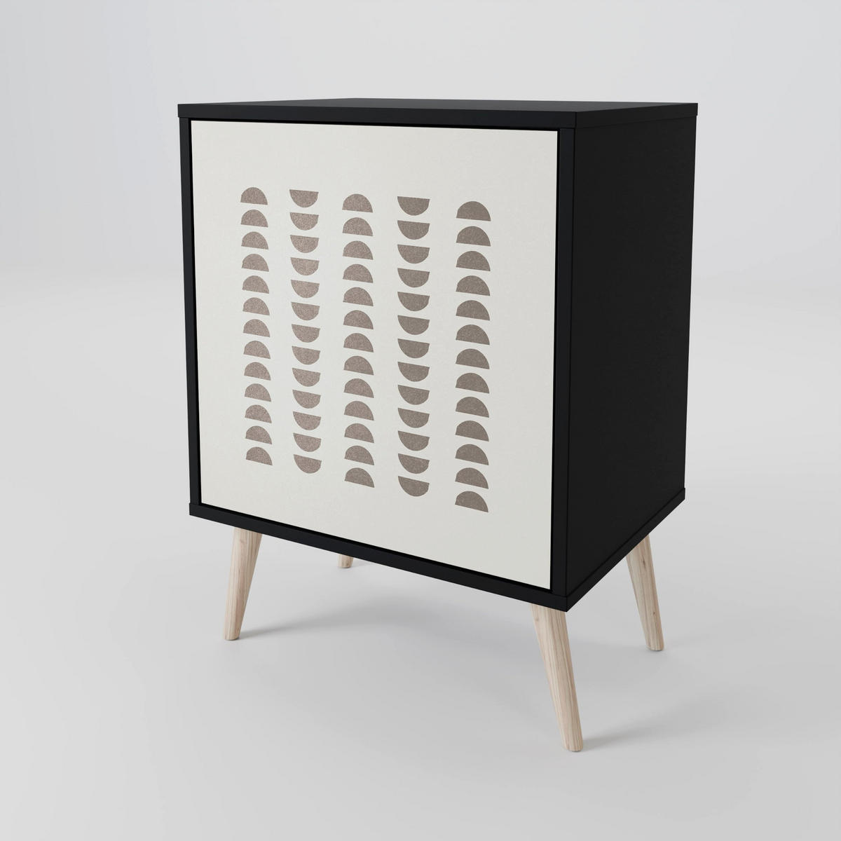 SIDEBOARD HARMONY ESSENCE, Schwarz, 57,5x42x75,5 cm, Goldfarbene Metallfüße - Goldfarben/Multicolor, Holzwerkstoff/Metall (57.5/75.5/42cm) - SpaceRebels