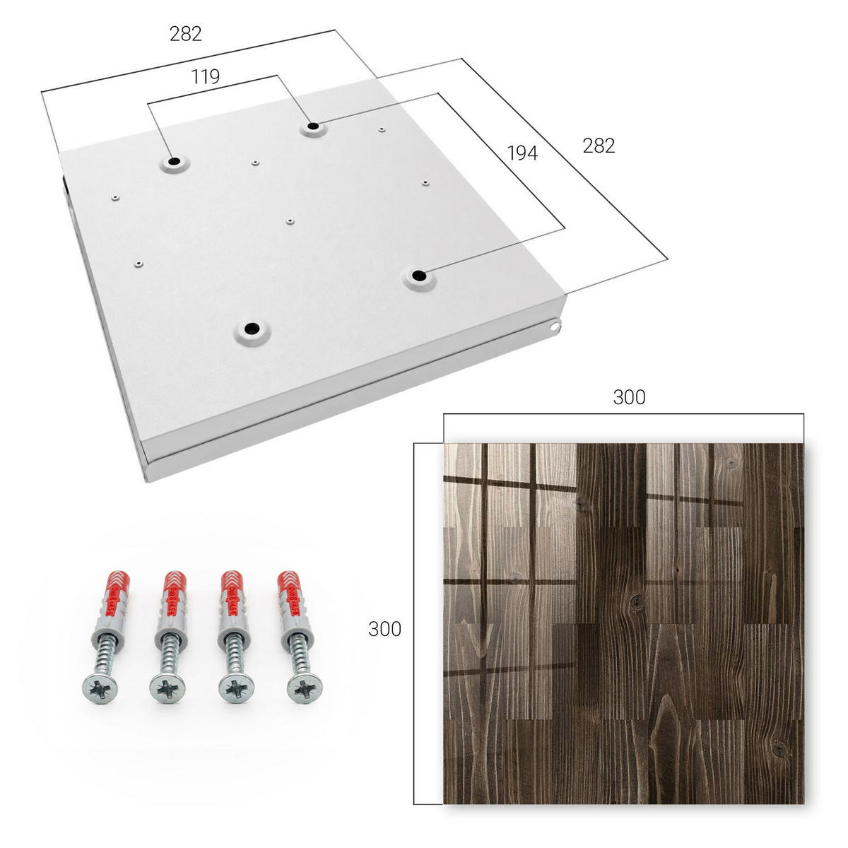 SCHLÜSSELBOX Weiß 30x30 cm – Türöffnung nach rechts - Braunes Holz - Braun, Metall (30/30/5cm) - TULUP
