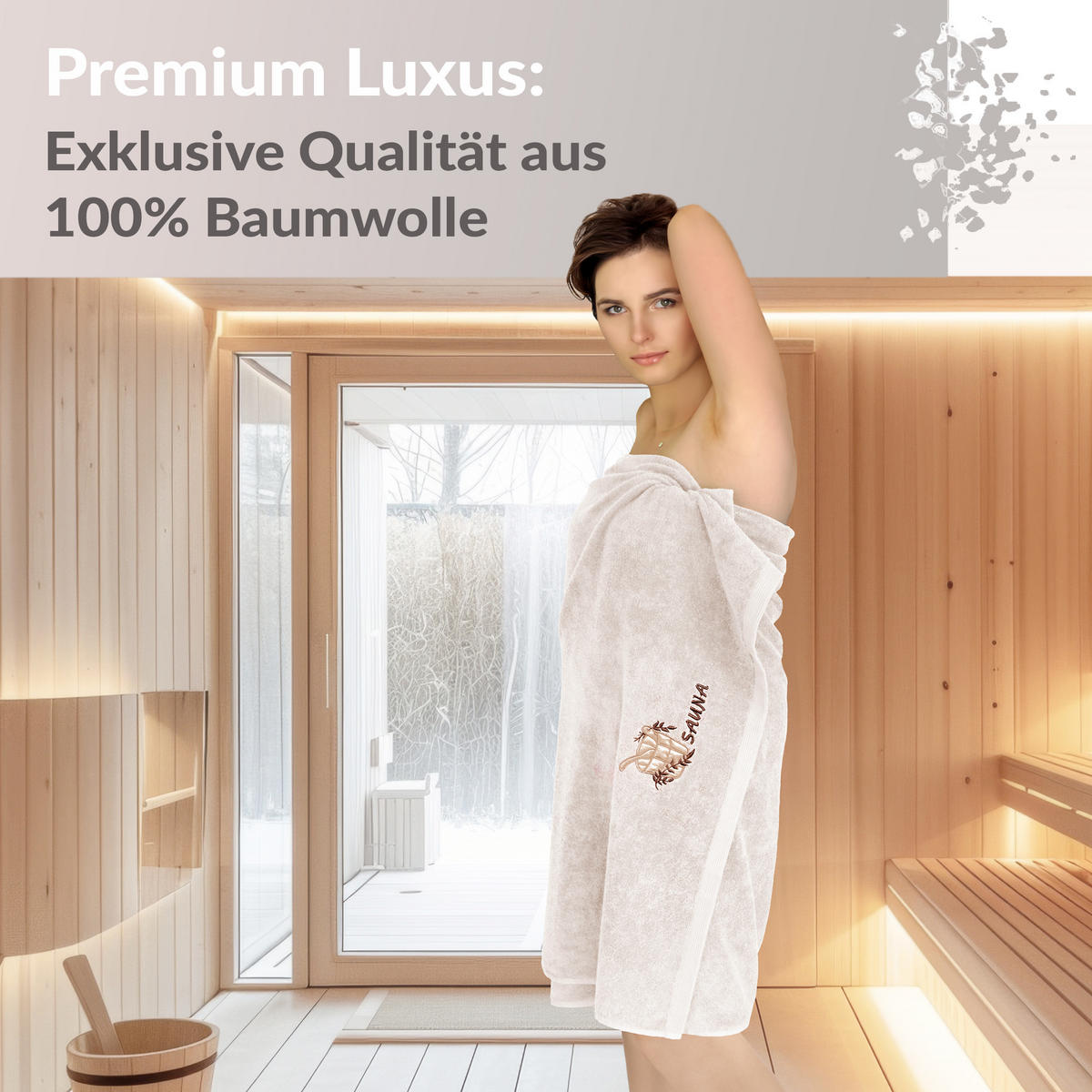 SAUNATUCH Lillby Natur 100x200 cm - Naturfarben, Textil (100/200cm) - Lashuma