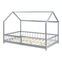 HAUSBETT Hesel - Grau, Holz (140/200cm) - [en.casa]