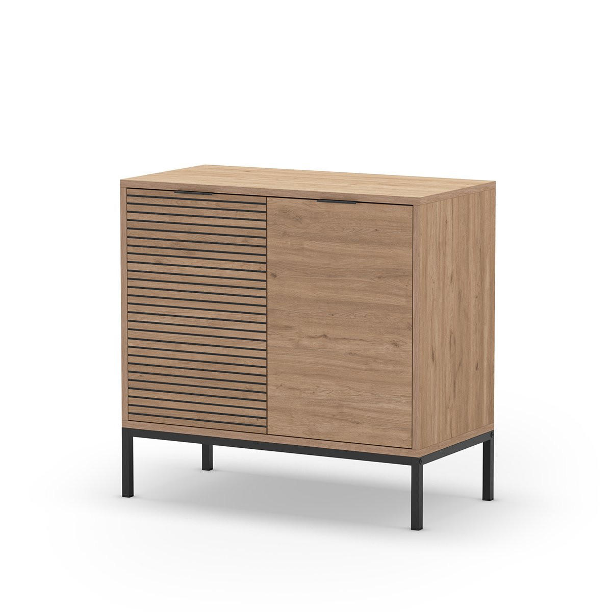 KLEINES Buffet mit 2 Türen und Metallfüßen Ariel - L80 cm - Apfelbaumfarben, Holzwerkstoff (40/80/80cm) - Calicosy