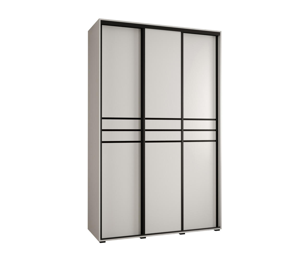 SCHWEBETÜRENSCHRANK 235,2/150/60 3-türig - Schwarz/Weiß, Holz/Metall (150/235/60cm) - Abiks Möbel
