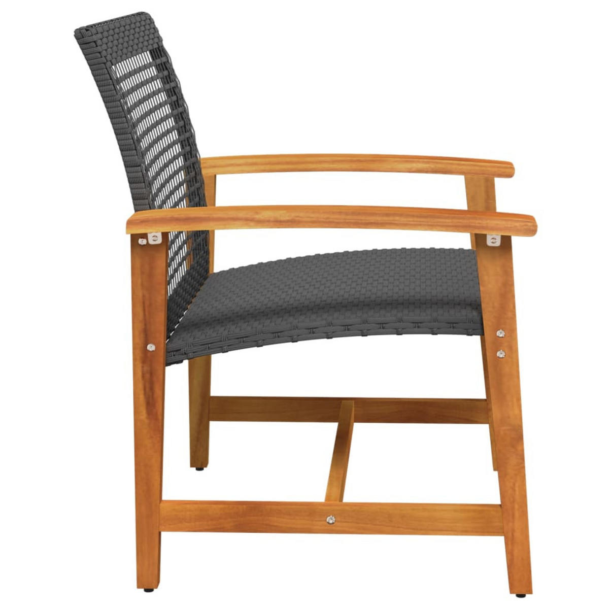 GARTENSTÜHLE 2er Set Schwarz Poly Rattan Und Akazienholz - Schwarz, Kunststoff (63/80/64cm) - vidaXL
