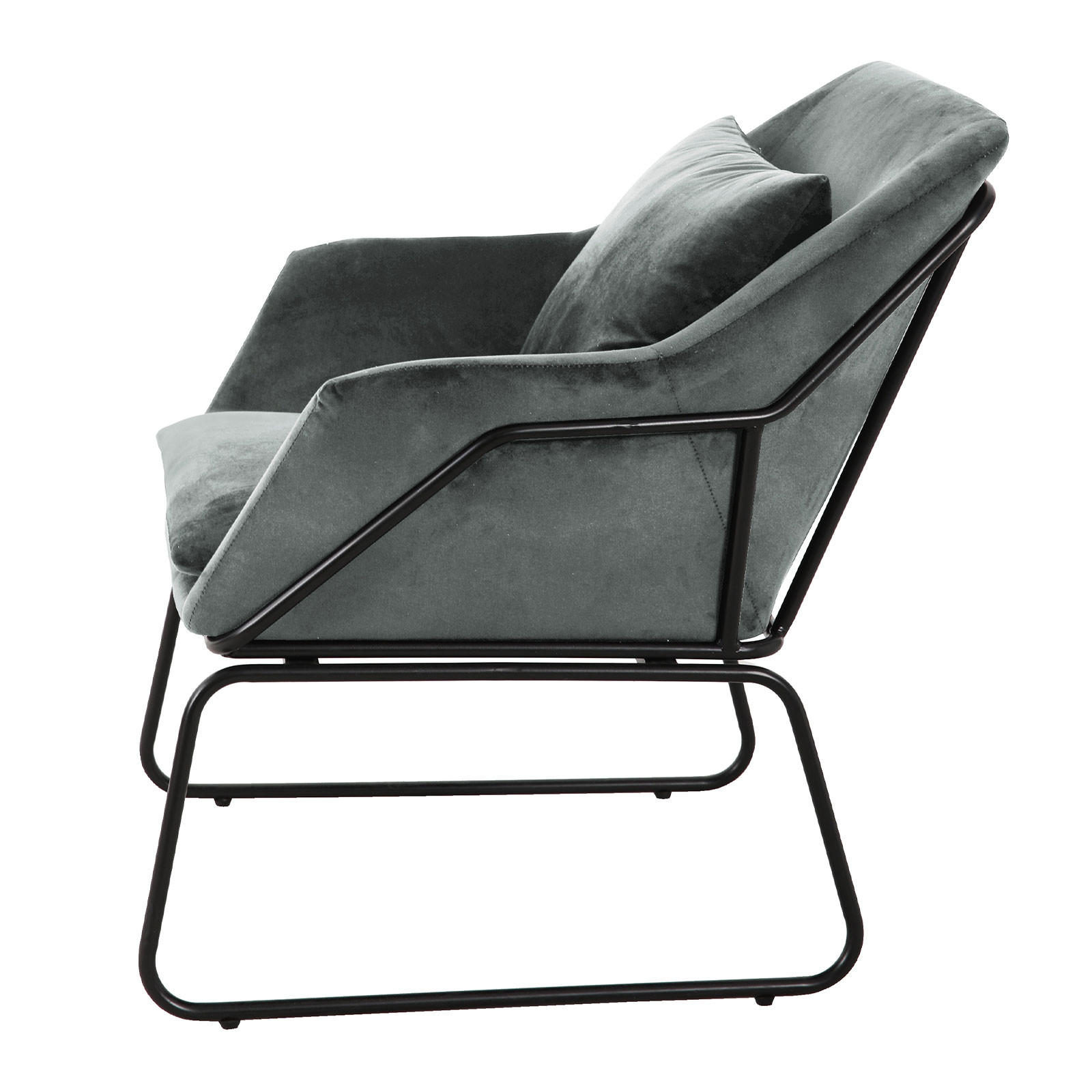LOUNGESESSEL JOSIE Samt Grau - Schwarz/Grau, Textil (68/82/64cm) - SVITA