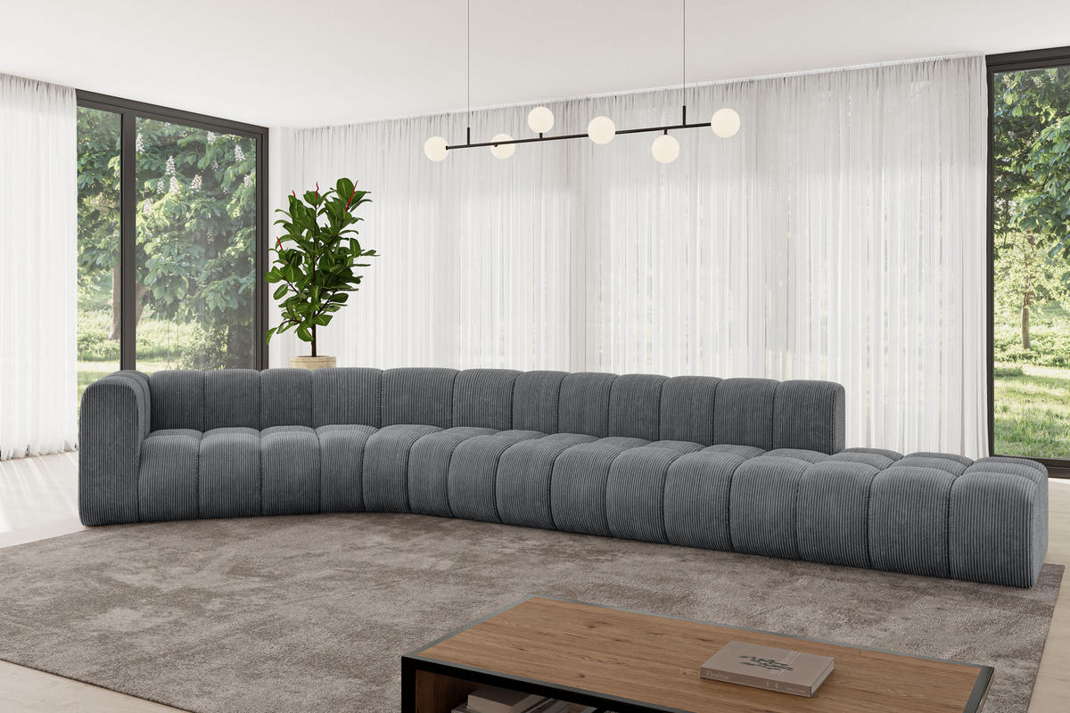 ECKSOFA modulares Sofa Tilmo-L2 - 490x194x70 cm Dunkelgrau - Dunkelgrau, Holzwerkstoff/Textil (490/194cm) - ALTDECOR